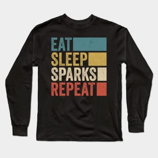 Funny Eat Sleep Sparks Repeat Retro Vintage Long Sleeve T-Shirt